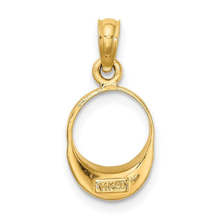 14k Yellow Gold Blue Enameled Beach Sun Visor Pendant