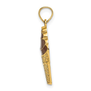 14k Yellow Gold w/Brown Enamel Chocolate Ice Cream Cone Pendant