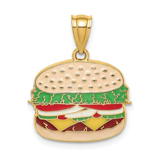 14k Yellow Gold Cheeseburger Pendant w/Enamel