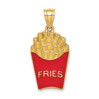 14k Yellow Gold French Fries Pendant w/Enamel