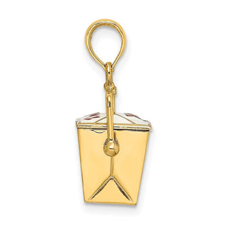 14k Yellow Gold 3-D Enameled Chinese Take-Out Box Pendant