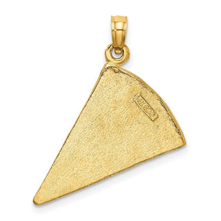 14k Yellow Gold w/Enamel Large Pepperoni Pizza Slice Pendant