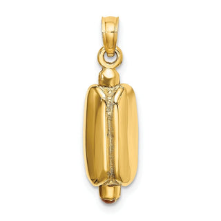 14k Yellow Gold 3-D Enamel Hot Dog w/Bun Pendant