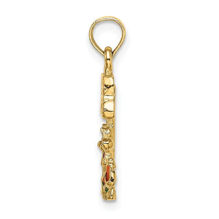 14k Yellow Gold Multi Enamel My Garden Post Flower Pendant