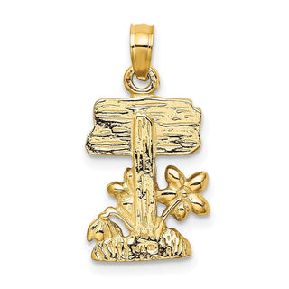 14k Yellow Gold Multi Enamel My Garden Post Flower Pendant