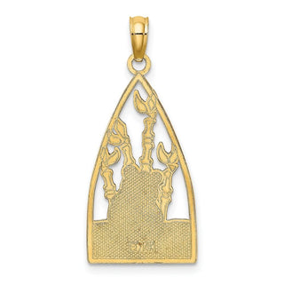 14k Yellow Gold Enamel Panda Bear and Bamboo-Style Pendant