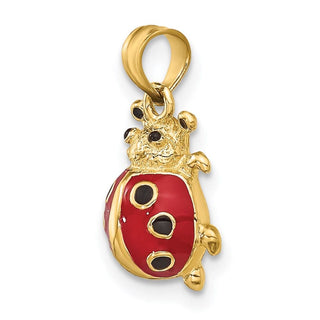 14k Yellow Gold Red Enameled Ladybug Pendant K6846
