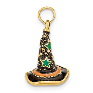 14k Yellow Gold w/Enamel 3-D Witch Hat (Halloween) Pendant