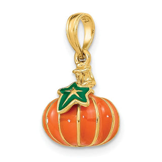 14k Yellow Gold 3-D Enameled Pumpkin Pendant