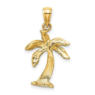 14k Yellow Gold Enamel Palm Tree Pendant