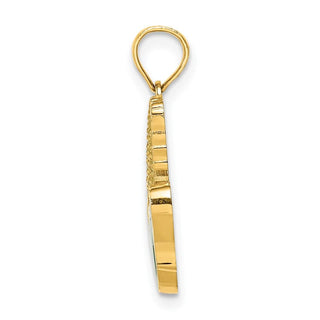 14k Yellow Gold w/Enamel 2-D Corn with Peeled Husk Pendant