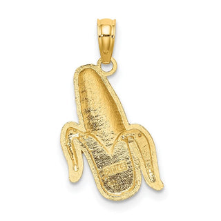 14k Yellow Gold w/Enamel 2-D Corn with Peeled Husk Pendant