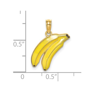 14k Yellow Gold w/Enamel 2-D Bananas Pendant