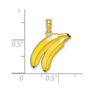 14k Yellow Gold w/Enamel 2-D Bananas Charm