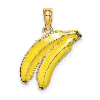 14k Yellow Gold w/Enamel 2-D Bananas Charm