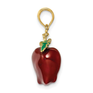 14k Yellow Gold w/Enamel 3-D Red Delicious Apple Pendant