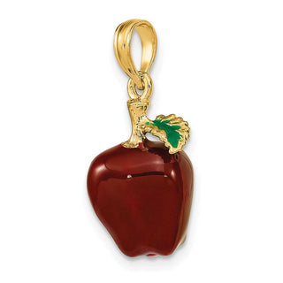 14k Yellow Gold w/Enamel 3-D Red Delicious Apple Pendant