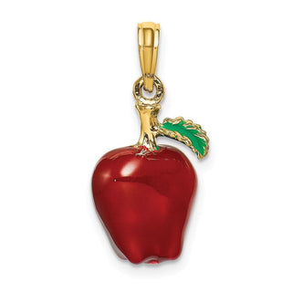 14k Yellow Gold w/Enamel 3-D Red Delicious Apple Pendant