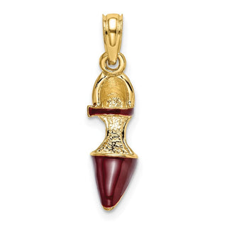 14k Yellow Gold 3-D Maroon Enamel Closed Toe High Heel Charm