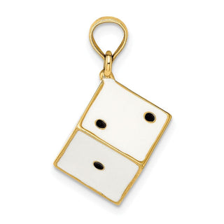 14k Yellow Gold 3-D Enamel Dice Pendant K6958