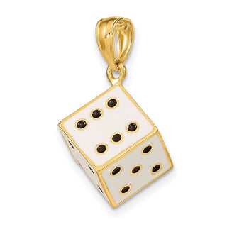 14k Yellow Gold 3-D Enamel Dice Pendant K6958