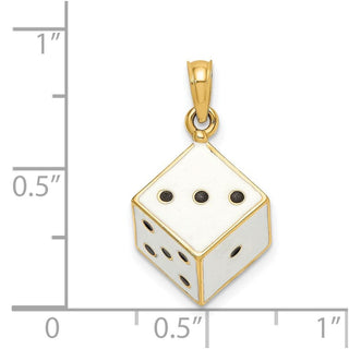 14k Yellow Gold 3-D Enamel Dice Pendant K6958