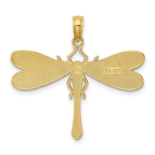 14k Yellow Gold Multi Color Enamel Dragonfly Pendant K6985