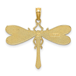 14k Yellow Gold Multi Color Enamel Dragonfly Pendant K6986