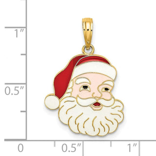 14k Yellow Gold w/Enamel Santa Face Pendant
