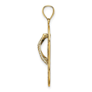 14k Yellow Gold Enamel Palm Tree Beach Scene Flip-Flop Pendant