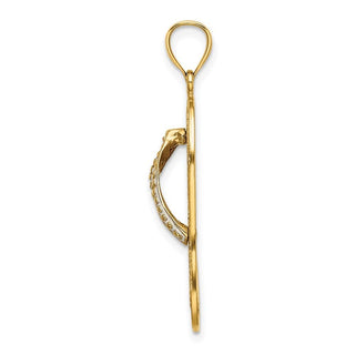 14k Yellow Gold Enamel Red Hibiscus Flower Flip-Flop Pendant