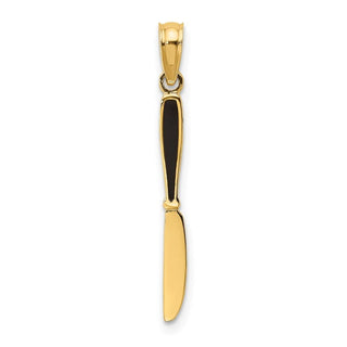 14k Yellow Gold w/Black Enamel 3-D Table Knife Pendant
