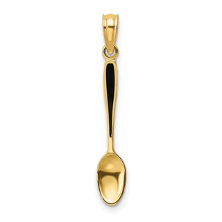 14k Yellow Gold 3-D w/Black Enamel Table Spoon Pendant