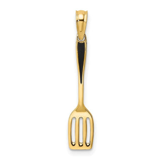 14k Yellow Gold w/Black Enamel 3-D Spatula Pendant
