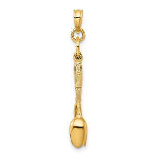 14k Yellow Gold 3-D Enamel Knife, Fork, Spoon Moveable Pendant
