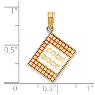 14k Yellow Gold w/Red Enamel 3-D Cook Book Pendant