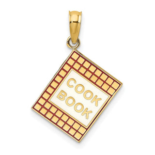 14k Yellow Gold w/Red Enamel 3-D Cook Book Pendant