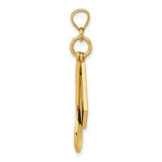 14k Yellow Gold 3-D Cook Book w/ Black Enamel and Wooden Spoon Pendant