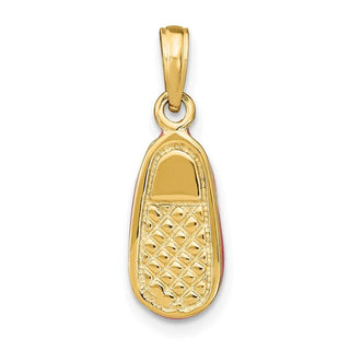 14k Yellow Gold w/Pink Enamel 3-D Baby Shoe Pendant