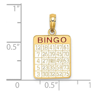 14k Yellow Gold w/Enamel Bingo Card Pendant