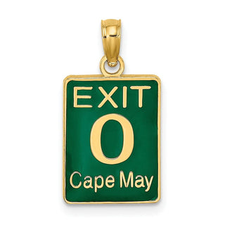 14k Yellow Gold Exit 0 / Cape May With Green Enamel Pendant