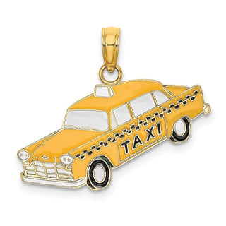 14k Yellow Gold Enamel Taxi Pendant K7060