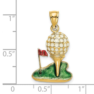 14k Yellow Gold w/ Enamel and 2-D Golf Ball Pendant