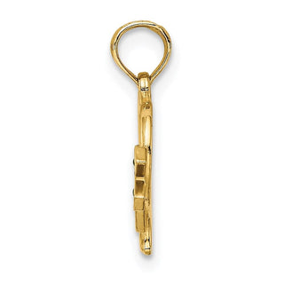14k Yellow Gold Enamel Cross and Heart Pendant