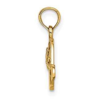 14k Yellow Gold Polished 2-D Red Enamel Hat Pendant