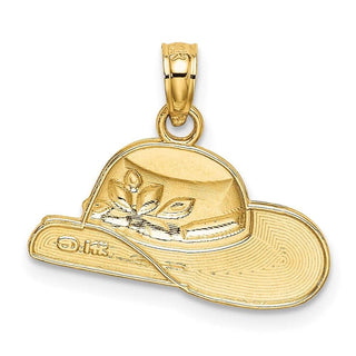 14k Yellow Gold Polished 2-D Red Enamel Hat Pendant