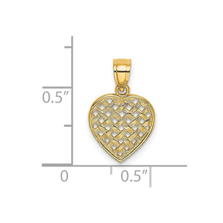 14k Yellow Gold Cut-Out and Textured Woven Heart Pendant