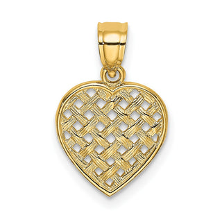 14k Yellow Gold Cut-Out and Textured Woven Heart Pendant