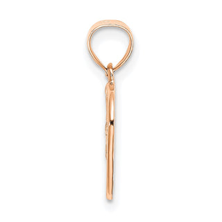 14k Rose Gold Polished Cut-Out and Textured Woven Heart Pendant