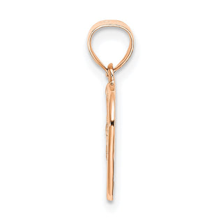 14k Rose Gold Polished Cut-Out and Textured Woven Heart Charm